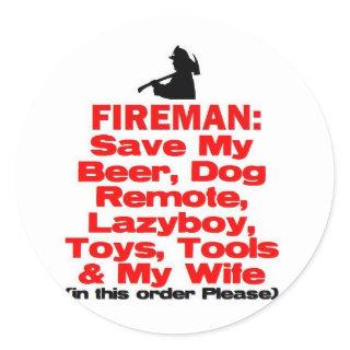 Funny Fire Safety Classic Round Sticker