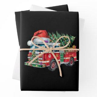 Funny Firetruck Santa Hat Christmas Tree Lights   Sheets