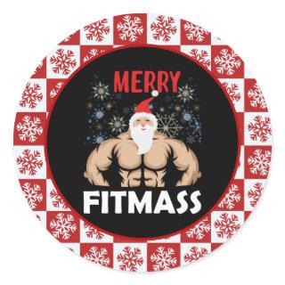 Funny Fitness Themed Christmas Fitmas Trainer Gym  Classic Round Sticker