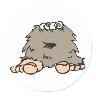 funny furry bigfoot monster classic round sticker