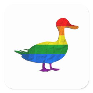 Funny Gay and Lesbian Pride Duck, Quack Quack Square Sticker