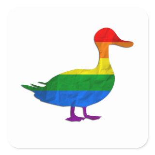 Funny Gay and Lesbian Pride Duck, Quack Quack Square Sticker