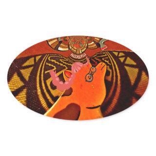 Funny Giraffe: A Kaleidoscopic African Charm Oval Sticker