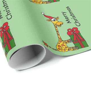 Funny Giraffe in Santa Hat Christmas Design