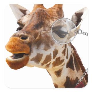 Funny Giraffe with Bowtie and Monocle Square Sticker