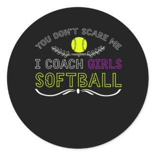 Funny Girls Softball Coach Classic Round Sticker