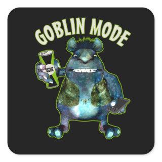 Funny Goblin Mode Lazy Troll Slobbin Antisocial  T Square Sticker