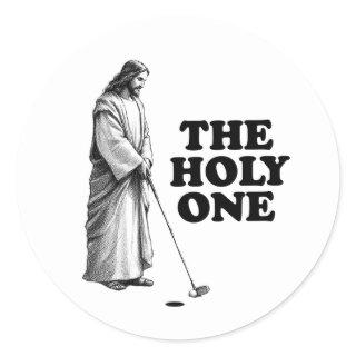 Funny Golfing Jesus The Holy One Classic Round Sticker