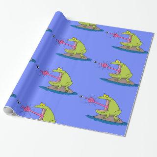 Funny green frog and fly cartoon pattern