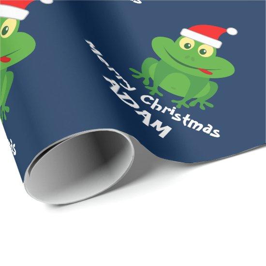 Funny green frog Christmas  for kids