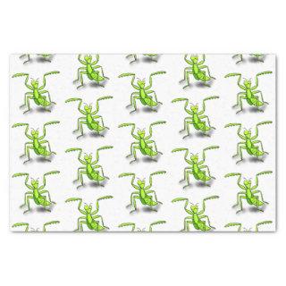 Funny green praying mantis cartoon illustration tissue paper