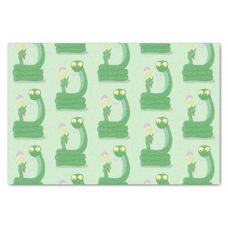 Funny green snake with maraca cartoon tissue paper