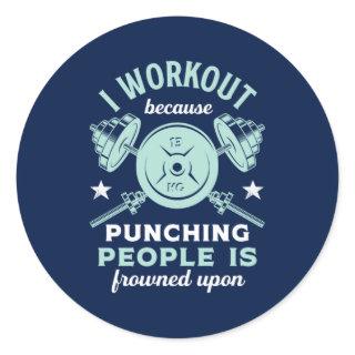 Funny Gym Motivation Fitness Training and Workout Classic Round Sticker