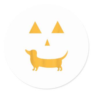 funny Halloween dachshund pumpkin face cool Classic Round Sticker