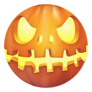 Funny Halloween Pumpkin Glowing Jack o lantern Classic Round Sticker