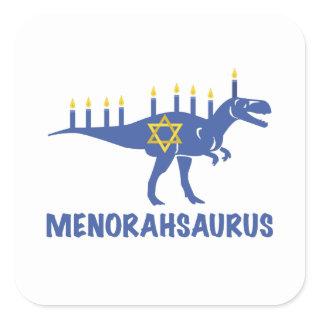 Funny Hanukkah Dinosaur MenorahSaurus Dino Square Sticker