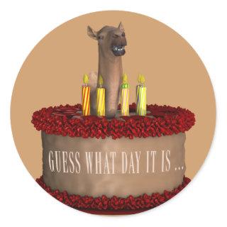 Funny Happy Birthday Camel Classic Round Sticker
