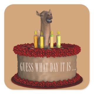 Funny Happy Birthday Camel Square Sticker
