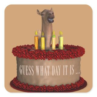 Funny Happy Birthday Camel Square Sticker