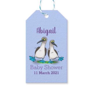 Funny, happy blue footed boobies dancing cartoon gift tags