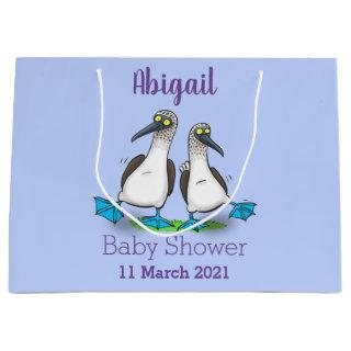 Funny, happy blue footed boobies dancing cartoon  large gift bag