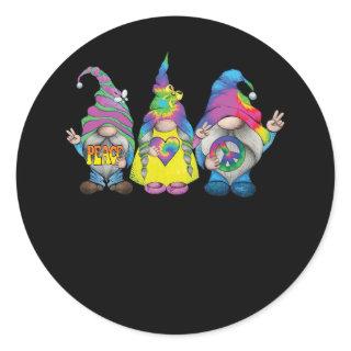 Funny Hippie Gnome Peace Sign Gnomes Lovers Men Wo Classic Round Sticker