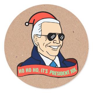 Funny Ho It's President Joe Biden Santa Christmas Classic Round Sticker