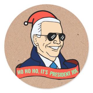 Funny Ho It's President Joe Biden Santa Christmas Classic Round Sticker