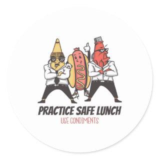 Funny hot dog classic round sticker