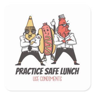 Funny hot dog square sticker