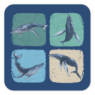 Funny Humpback Whale Watching Square Sticker