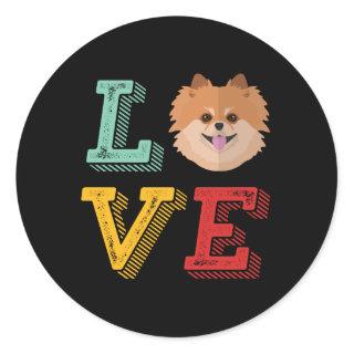Funny I Love Pomeranian I Heart My Dog Puppy Lover Classic Round Sticker
