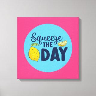 Funny Inspirational Squeeze The Day Lemon Art Canvas Print