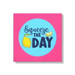 Funny Inspirational Squeeze The Day Lemon Art Canvas Print