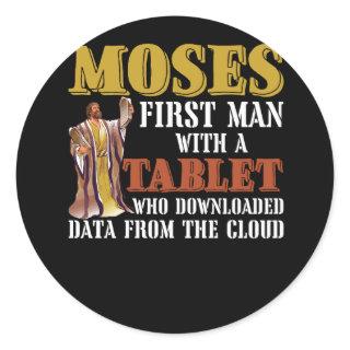 Funny Jewish Passover Moses Tablet Data Cloud Comp Classic Round Sticker