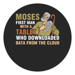 Funny Jewish Passover Moses Tablet Data Cloud Comp Classic Round Sticker