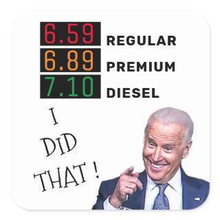 Funny Joe Biden Gas Prices FJB MAGA Pro-Trump T-Sh Square Sticker