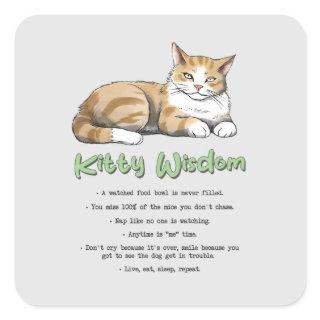 Funny Kitty Wisdom Square Sticker
