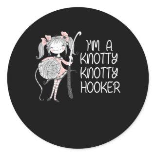 Funny Knitter Crafting Knitting Yarn Lover Classic Round Sticker