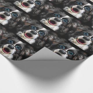 Funny Laughing Border Collie Dog in Glasses