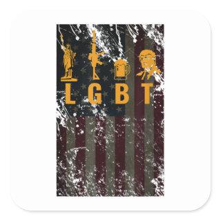 Funny LGBT Liberty Guns Beer Trump Support Square Sticker