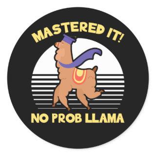 Funny Master Graduation Llama Graduate Joke Classic Round Sticker