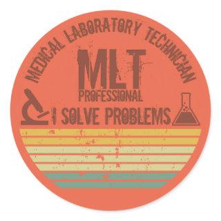 Funny medical lab tech mlt vintage sunset classic round sticker