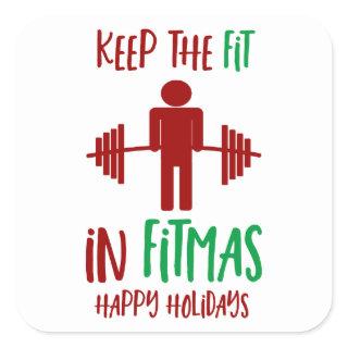 Funny Merry Christmas Fitmas Pun Trainer Square Sticker
