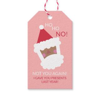 Funny Modern Christmas Black Santa Claus Pink Gift Tags