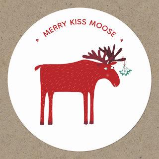 Funny Moose Holiday Classic Round Sticker