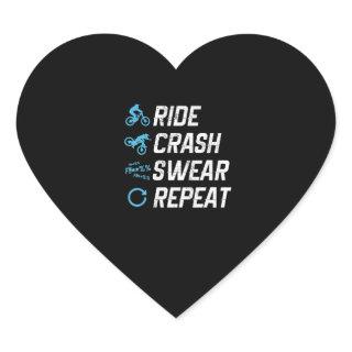 funny mountain bike ride crash swear repeat heart sticker