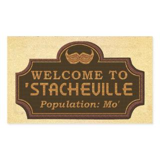 Funny Mustache Mo Welcome Sign Rectangular Sticker
