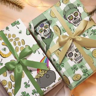 Funny n' Festive Green Irish Sugar Skulls & Coins