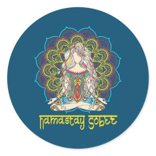 Funny Namastay Sober NA AA 12 Step Recovery Girl  Classic Round Sticker